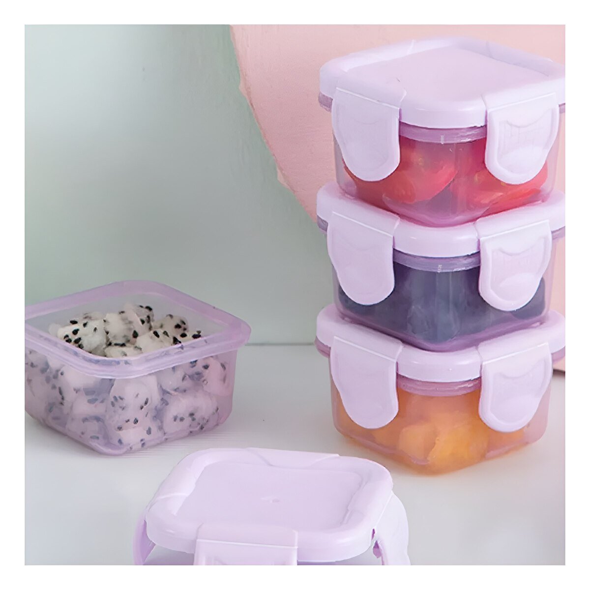 PACK4 POTES MINI CON SEGURO 4 PIEZAS MULTICOLOR 6,2X4CM PARA GUARDAR COMIDA Y+PAPEL REGALO - 2