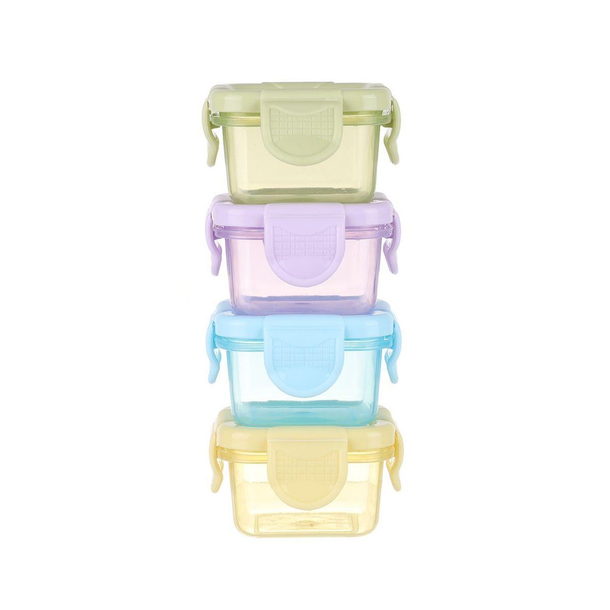 PACK4 POTES MINI CON SEGURO 4 PIEZAS MULTICOLOR 6,2X4CM PARA GUARDAR COMIDA Y+PAPEL REGALO - 3