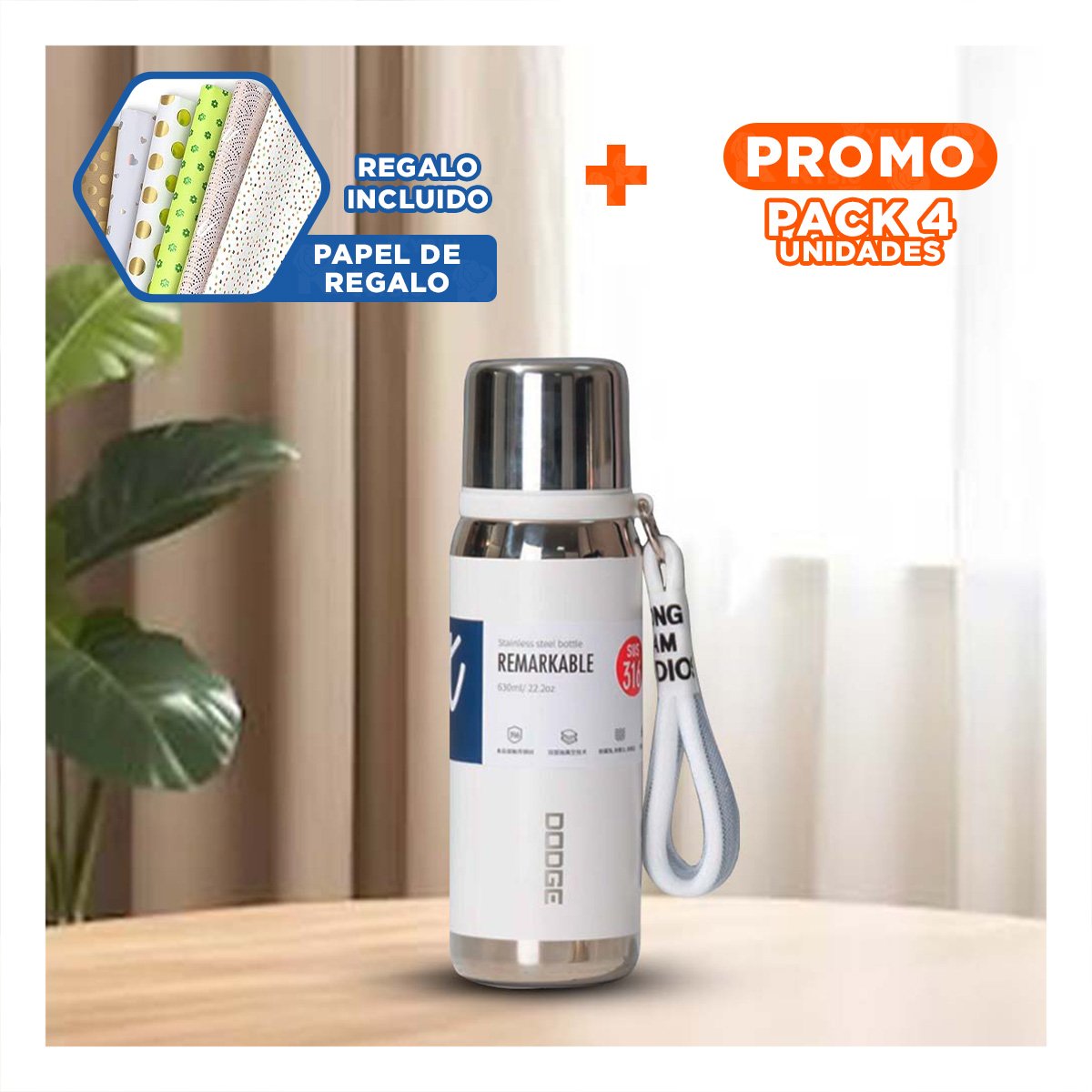 PACK4 ENVASE BLANCO 800ML CON TAPA SEGURA PARA CAFÉ TÉ Y BEBIDAS CALIENTES Y+PAPEL REGALO - 1