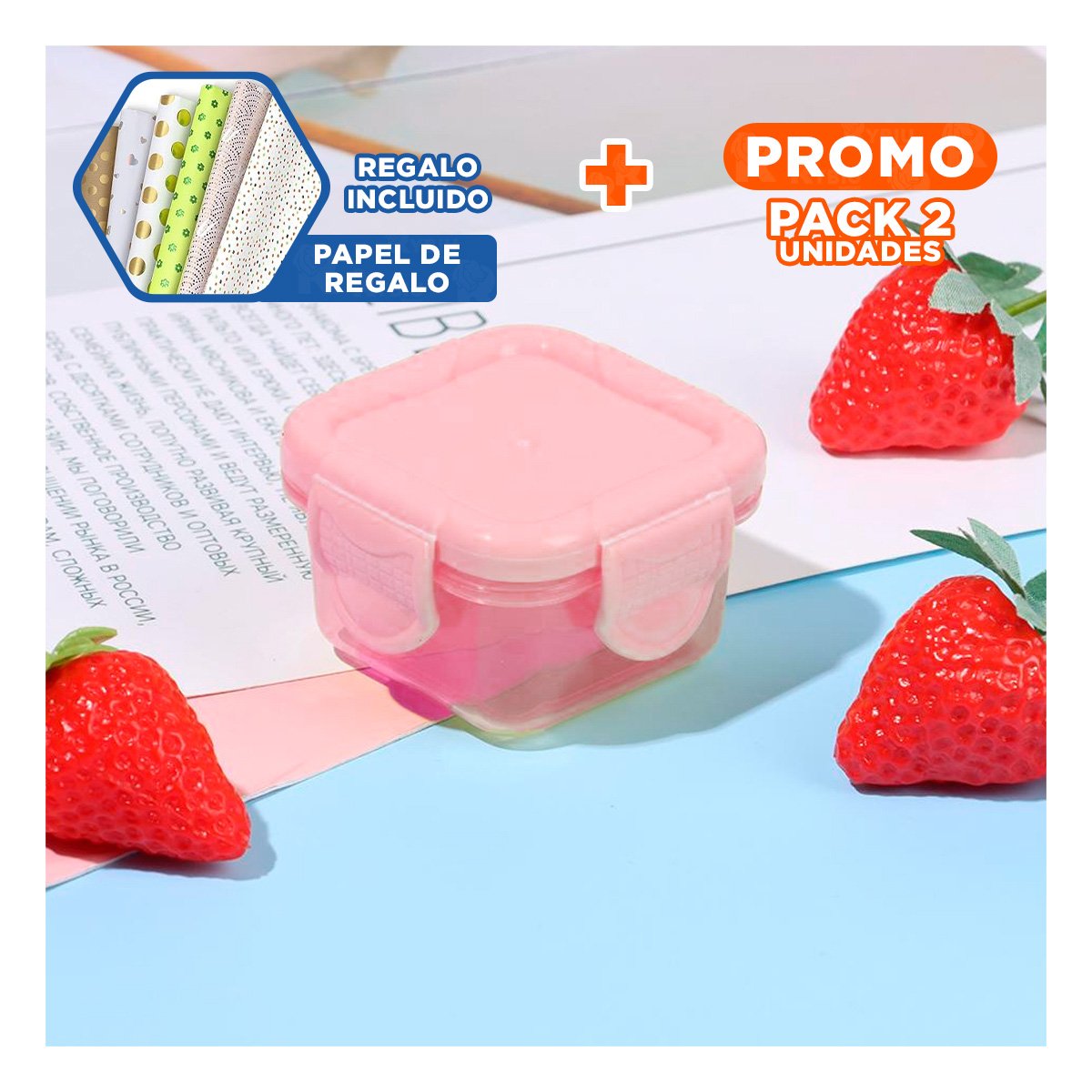 PACK2 BOTES MINI CON SEGURO 4 PIEZAS MULTICOLOR 7X4CM PARA TRANSPORTE FÁCIL Y+PAPEL REGALO - 1