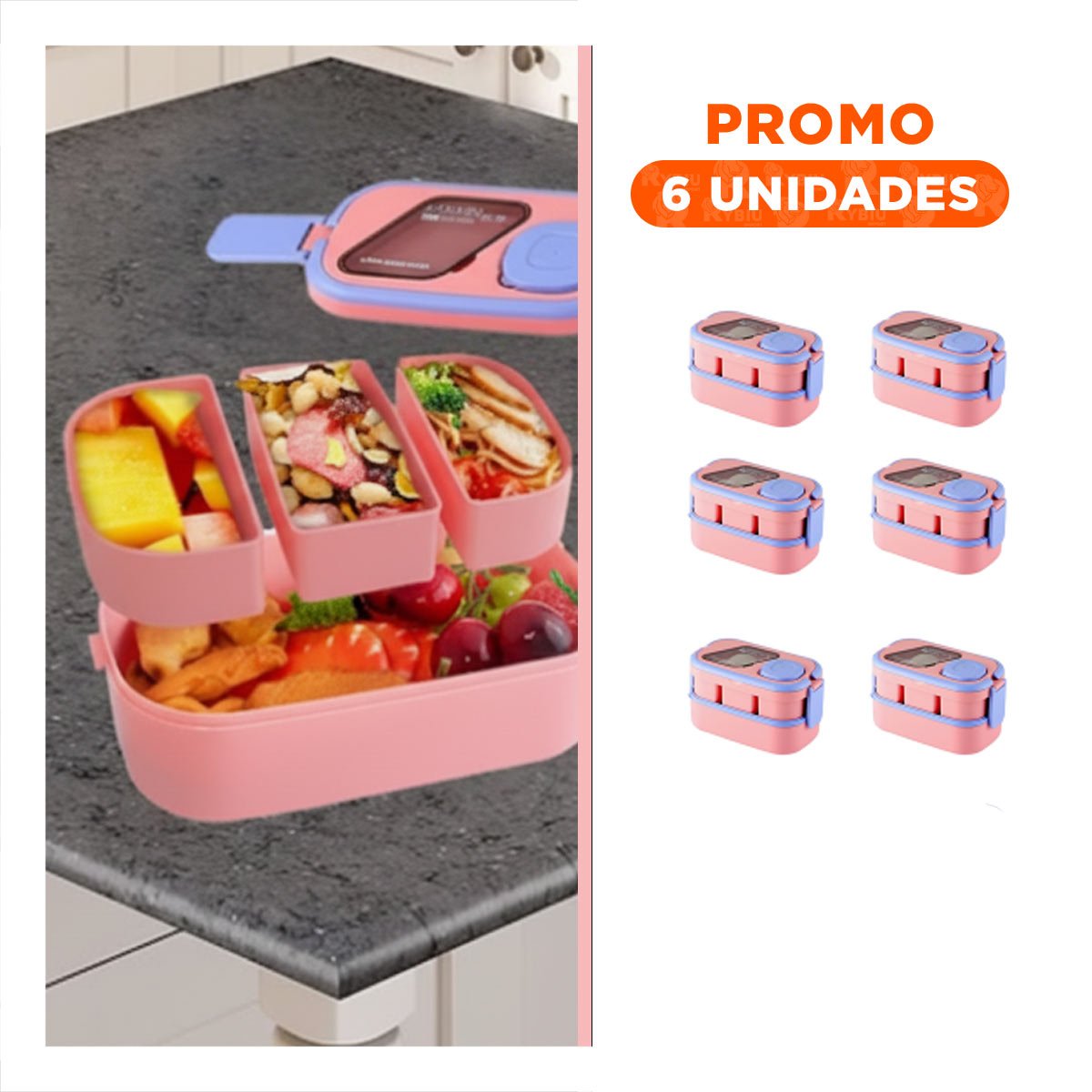 PACK6 POTE MODULAR CON SEPARADORES 2 PISOS ROSADO Y LILA PARA COCINA ORGANIZADA - 1