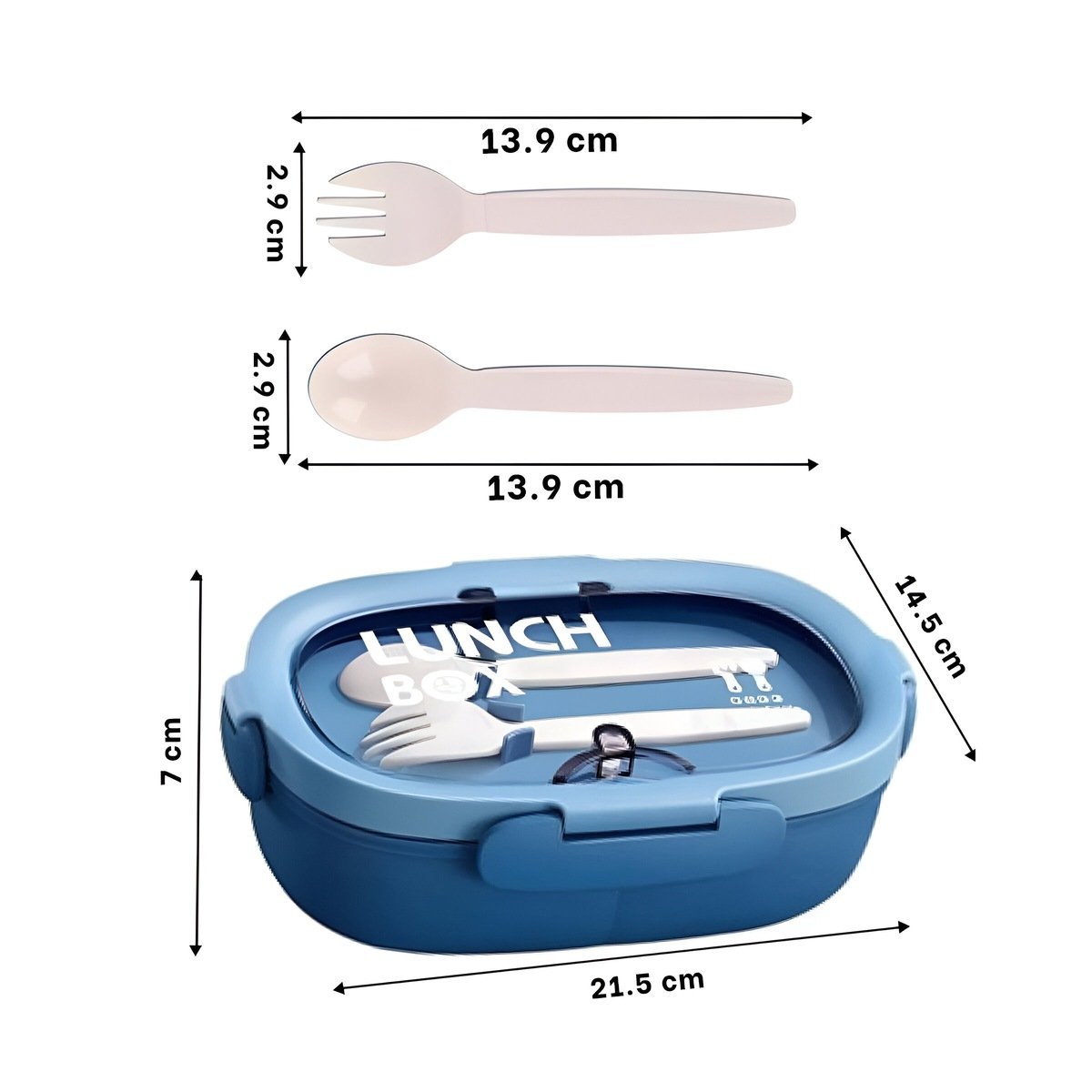 RECIPIENTE 850ML CON CUBIERTOS AZUL PARA CASA OFICINA Y USO DIARIO PRACTICO Y+PAPEL REGALO - 4
