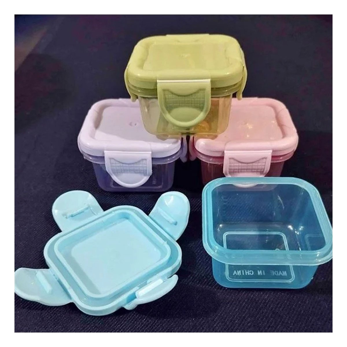 ENVASES MINI CON SEGURO 4 PIEZAS MULTICOLOR 7X4CM PARA GUARDAR ALIMENTOS DIARIOS Y+PAPEL REGALO - 3