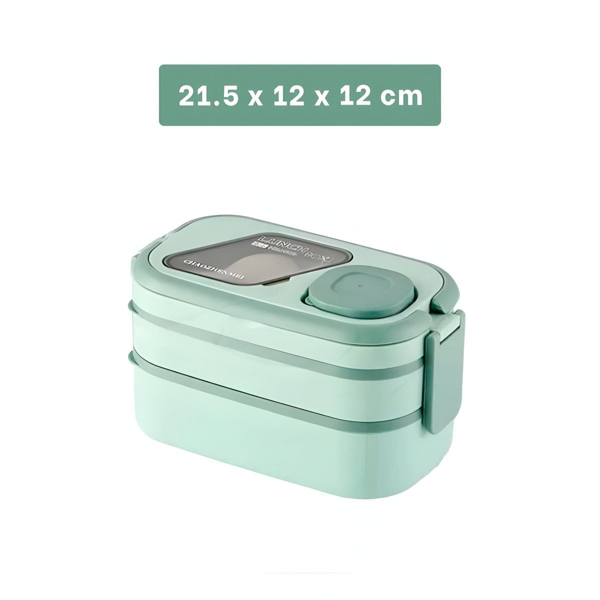 PACK6 SET ALMUERZO 2 PISOS CON COMPARTIMIENTOS Y CUBIERTOS VERDE PARA ALMUERZOS Y+PAPEL REGALO - 4