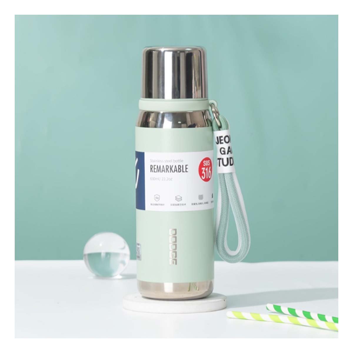 PACK2 FRASCO VERDE AGUA 800ML PARA BEBIDAS FRÍAS Y CALIENTES EN OFICINA Y HOGAR - 3