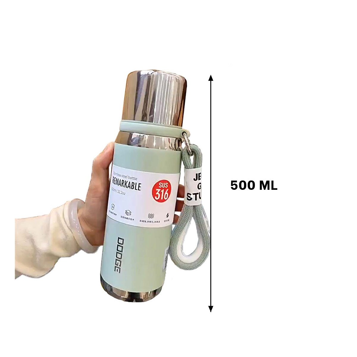 PACK6 CONTENEDOR VERDE AGUA 500ML CON TAPA HERMÉTICA PARA TRANSPORTE DE BEBIDAS Y+PAPEL REGALO - 4