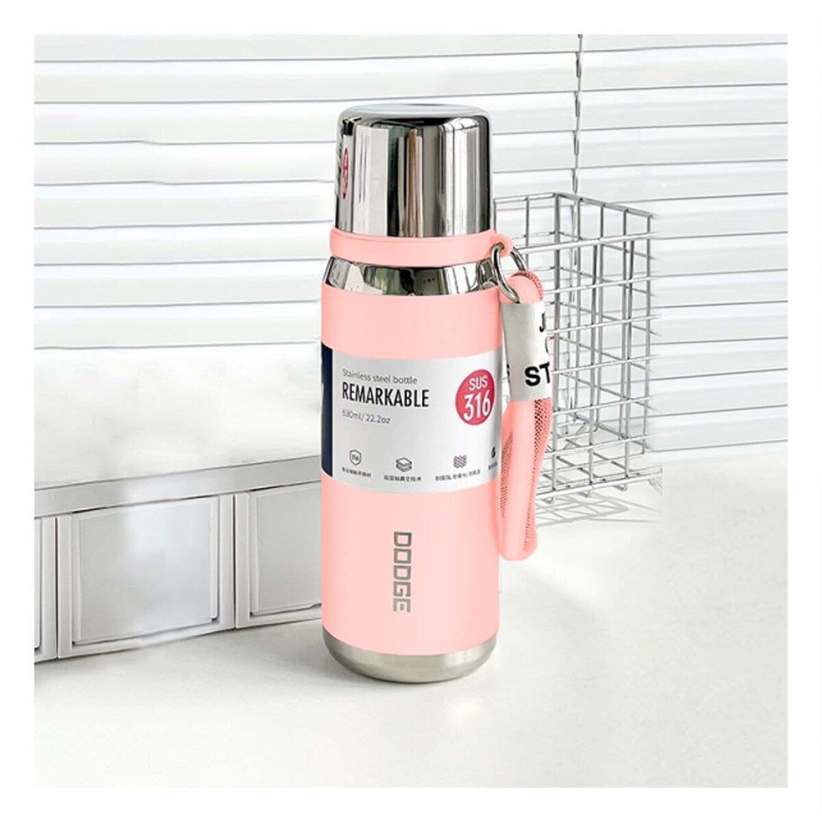 BOTELLA TÉRMICA ROSADO 500ML CON TAPA HERMÉTICA PARA TRANSPORTE DE BEBIDAS Y+PAPEL REGALO - 2