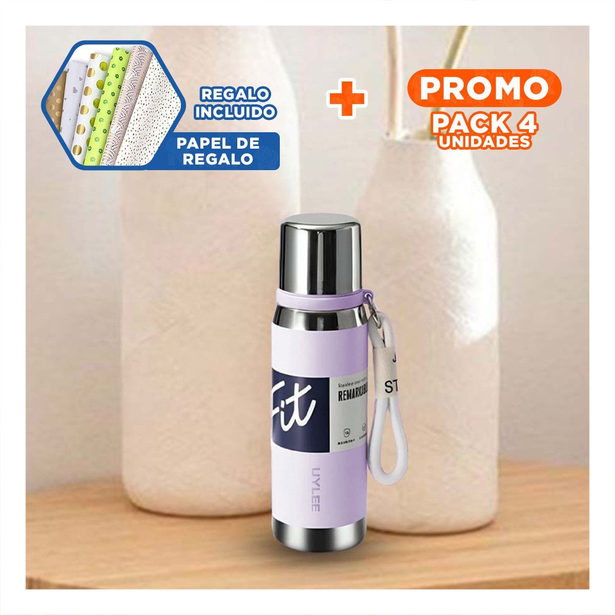 PACK4 CONTENEDOR LILA 800ML PARA USO DIARIO EN OFICINA HOGAR Y PICNIC Y+PAPEL REGALO - 1