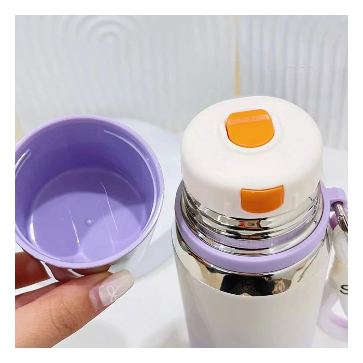 PACK4 ENVASE LILA 500ML CON TAPA SEGURA PARA CAFÉ TÉ Y BEBIDAS CALIENTES Y+PAPEL REGALO - 2