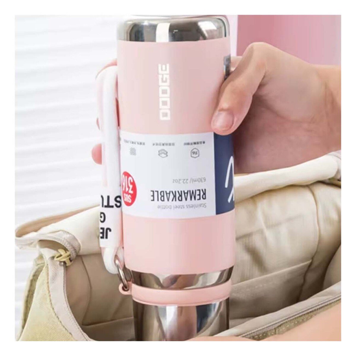 PACK6 CONTENEDOR ROSADO 500ML CON TAPA HERMÉTICA PARA TRANSPORTE DE BEBIDAS Y+PAPEL REGALO - 2