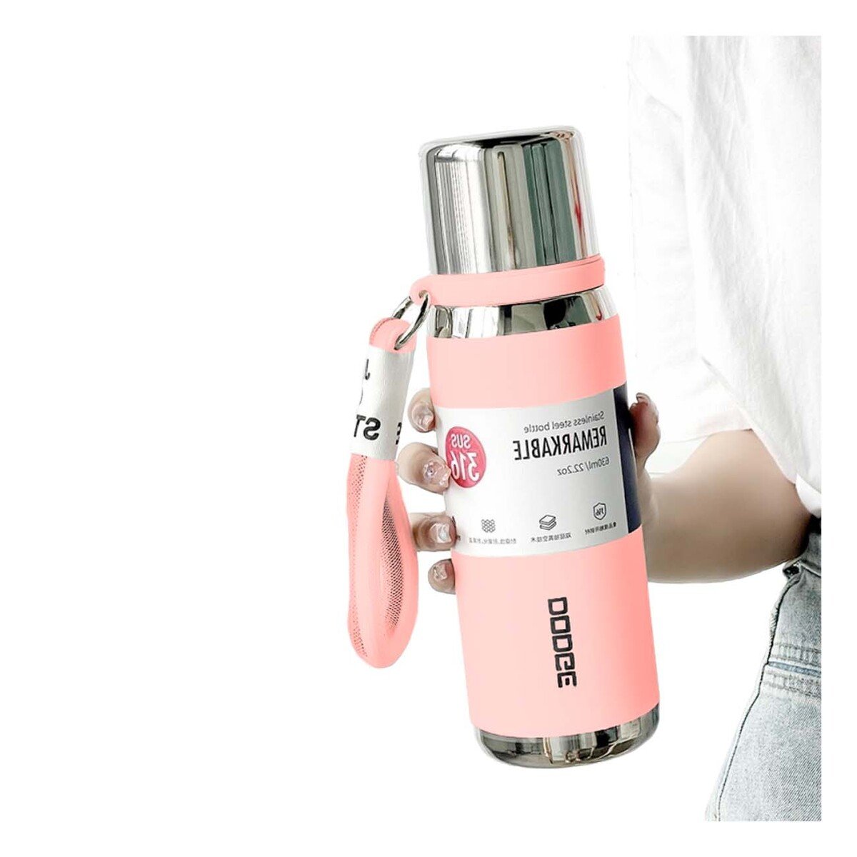 PACK4 ENVASE ROSADO 500ML CON TAPA SEGURA PARA CAFÉ TÉ Y BEBIDAS CALIENTES Y+PAPEL REGALO - 3