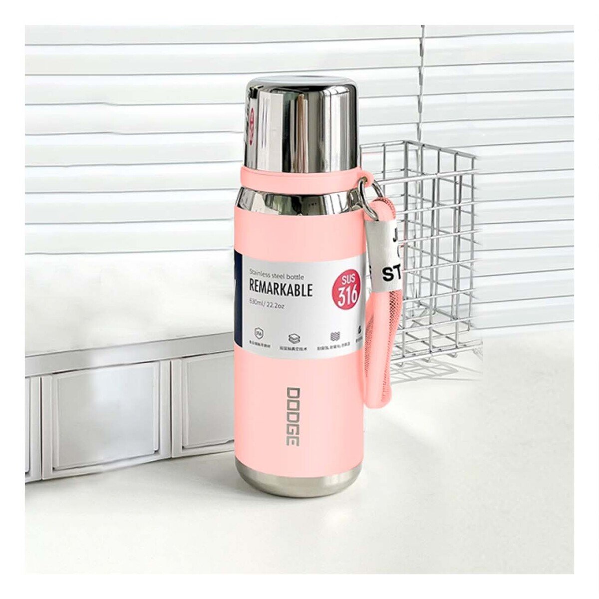 PACK4 ENVASE ROSADO 500ML CON TAPA SEGURA PARA CAFÉ TÉ Y BEBIDAS CALIENTES Y+PAPEL REGALO - 5