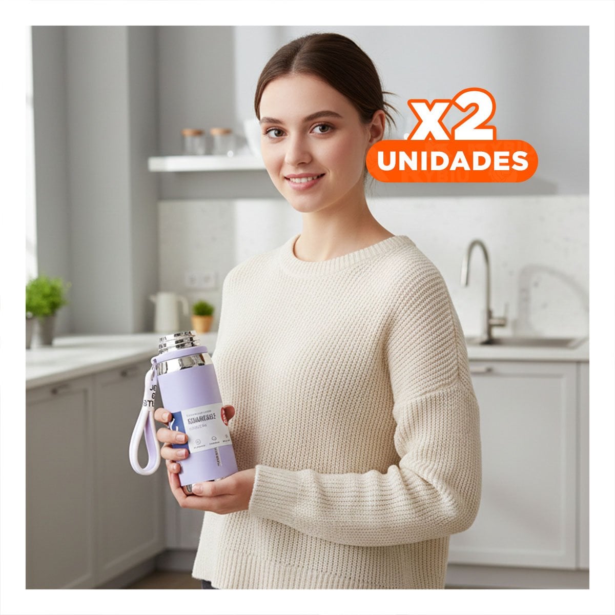 PACK2 ENVASE LILA 500ML CON TAPA HERMÉTICA PARA TRANSPORTE DE BEBIDAS Y+REGALO STICKER - 1