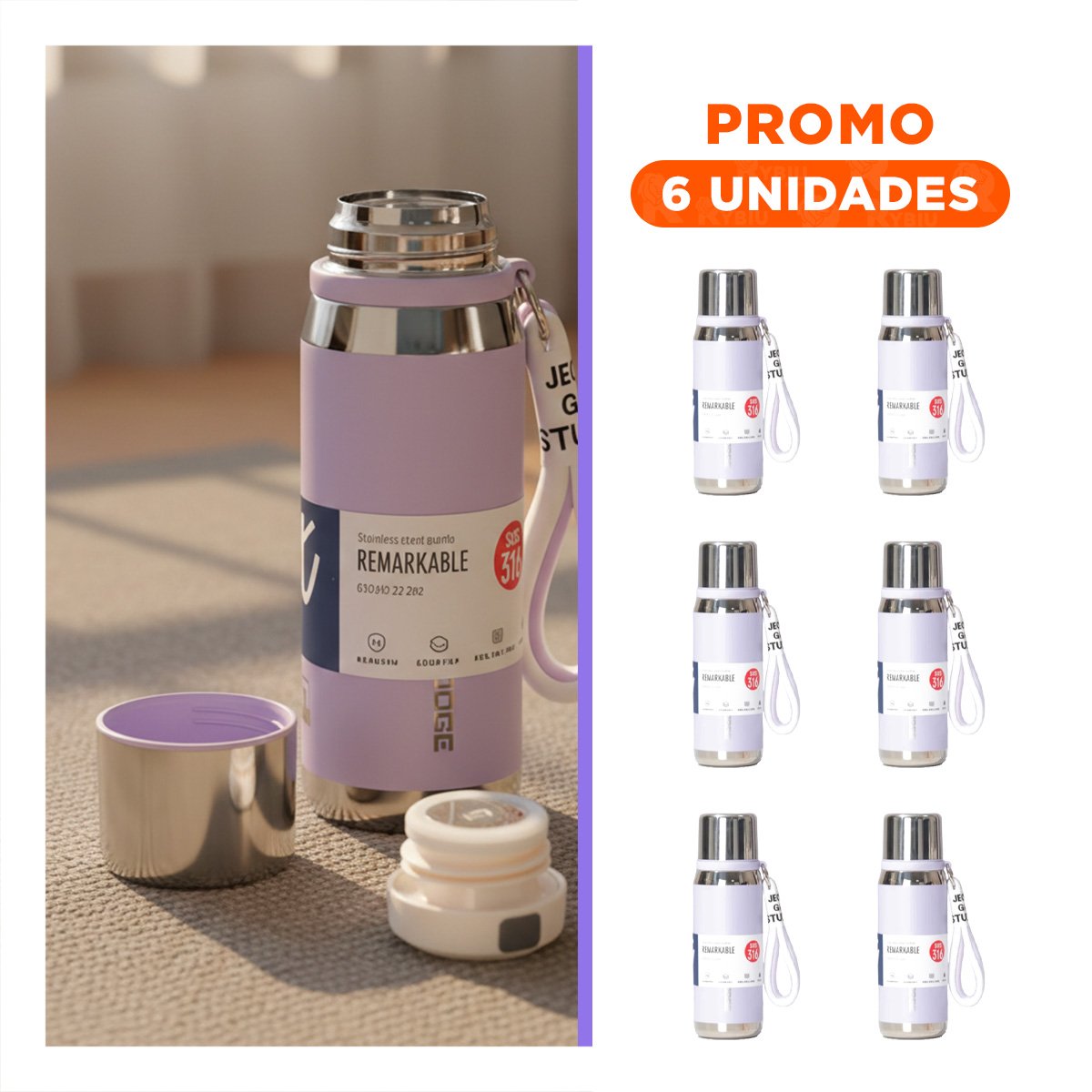 PACK6 CONTENEDOR LILA 500ML PARA CAFÉ TÉ Y BEBIDAS DIARIAS EN OFICINA Y HOGAR - 1
