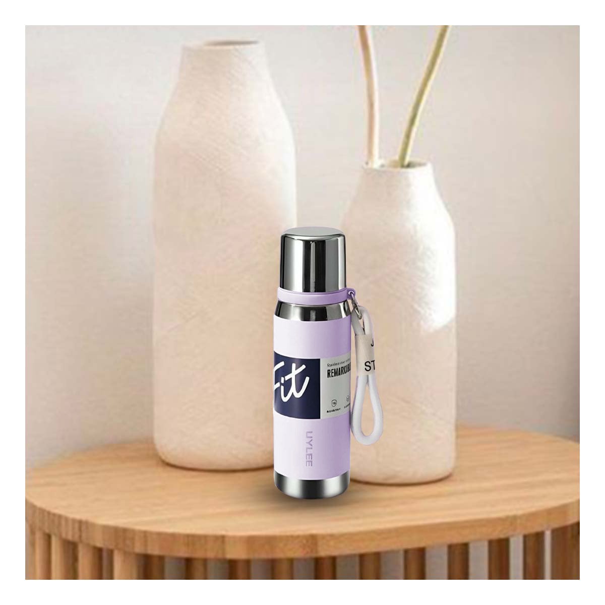 BOTELLA TÉRMICA LILA 800ML CON TAPA SEGURA PARA CAFÉ TÉ Y JUGOS Y+LIGAS REGALO - 1