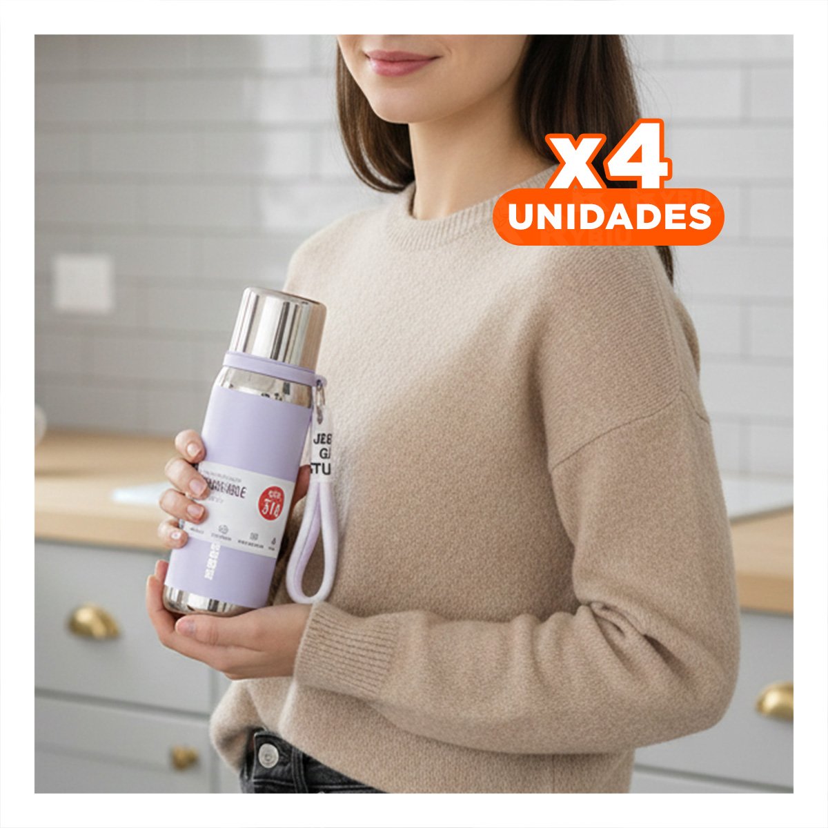 PACK4 ENVASE LILA 500ML PARA USO DIARIO EN OFICINA HOGAR Y PICNIC - 1