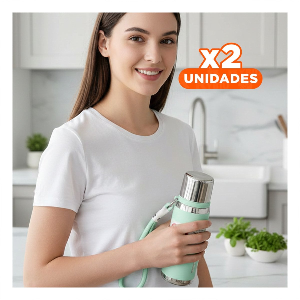 PACK2 ENVASE VERDE AGUA 500ML CON TAPA HERMÉTICA PARA TRANSPORTE DE BEBIDAS Y+REGALO STICKER - 1