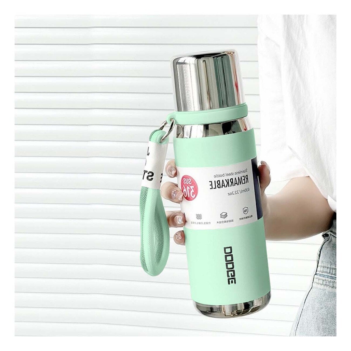 PACK2 ENVASE VERDE AGUA 500ML CON TAPA HERMÉTICA PARA TRANSPORTE DE BEBIDAS Y+REGALO STICKER - 5