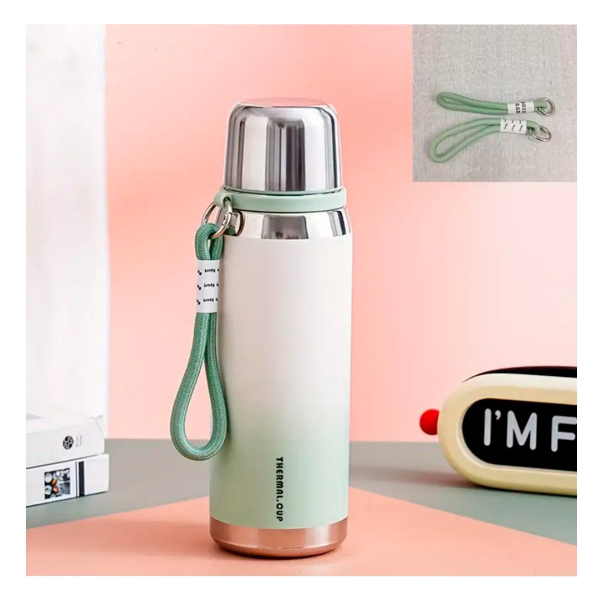 PACK6 CONTENEDOR DEGRADADO VERDE AGUA 800ML CON TAPA HERMÉTICA TRANSPORTE Y+PAPEL REGALO - 2