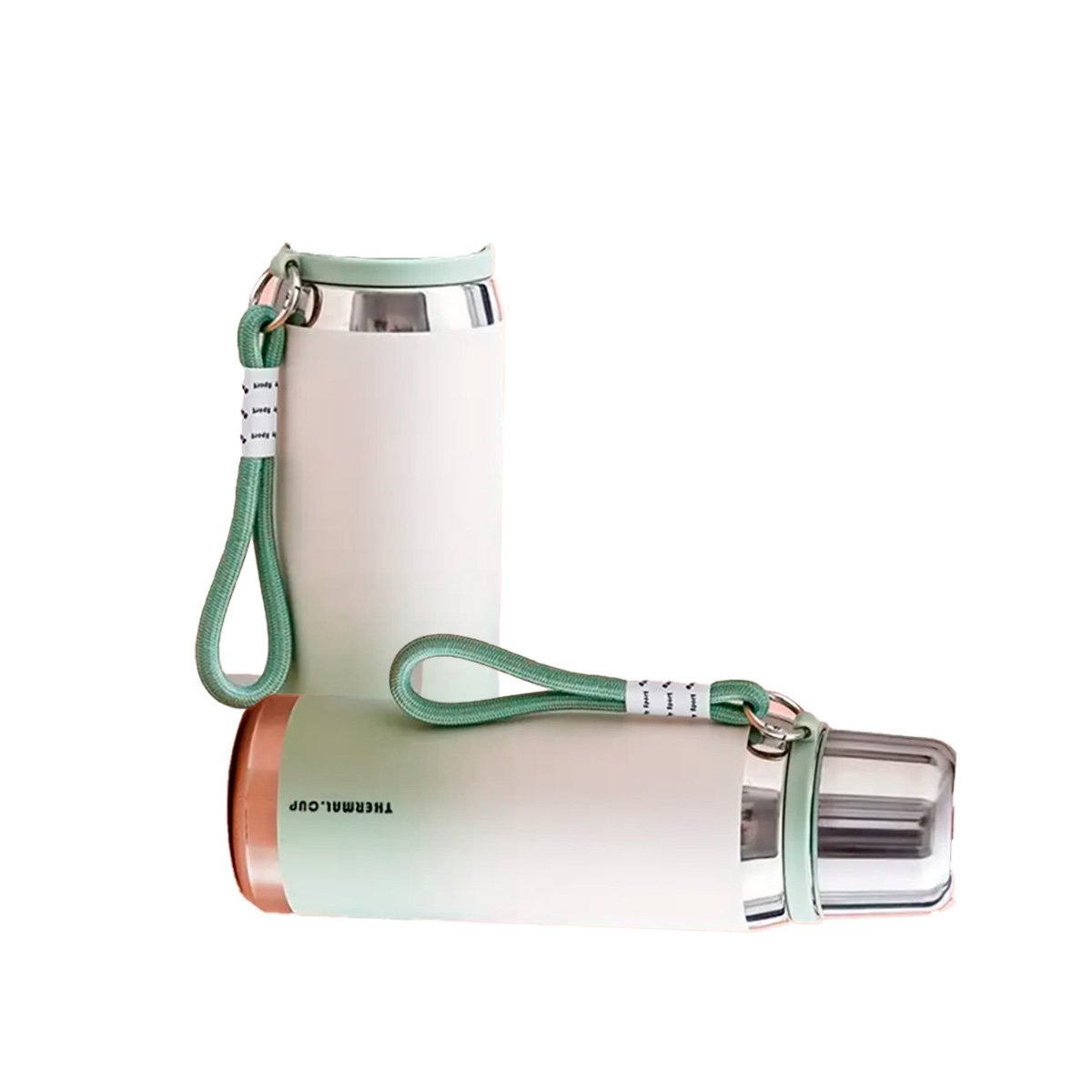 BOTELLA TÉRMICA DEGRADADO VERDE AGUA 800ML CON TAPA SEGURA PARA CAFÉ TÉ Y JUGOS Y+LIGAS REGALO - 3