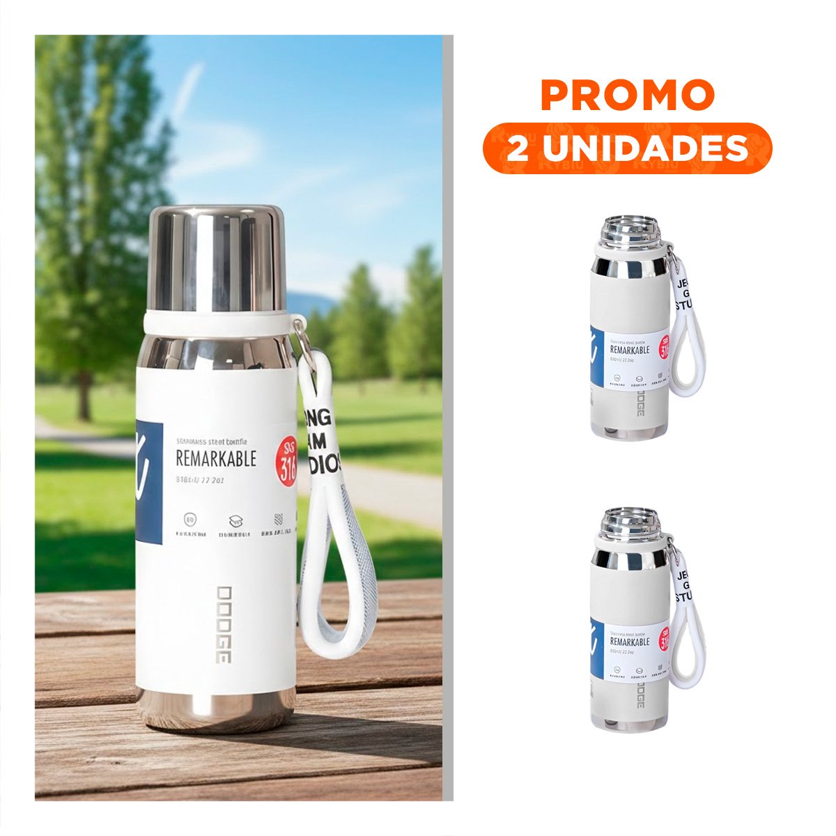 PACK2 FRASCO BLANCO 500ML PARA BEBIDAS FRÍAS Y CALIENTES EN OFICINA Y HOGAR - 1