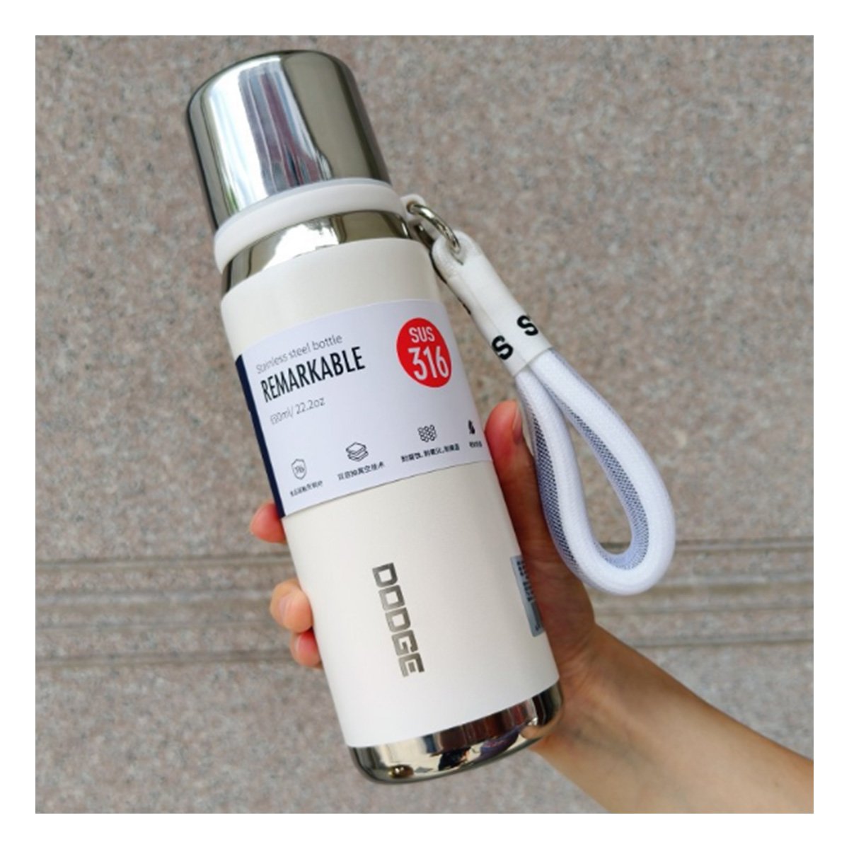 BOTELLA TÉRMICA BLANCO 500ML CON TAPA SEGURA PARA CAFÉ TÉ Y JUGOS Y+LIGAS REGALO - 2