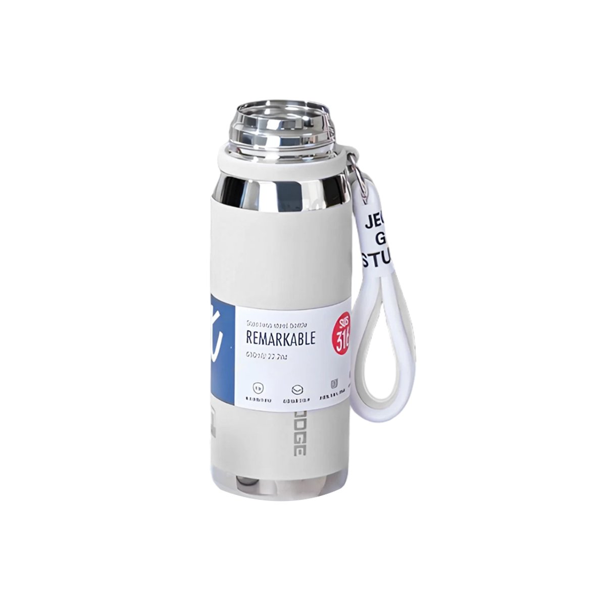 BOTELLA TÉRMICA BLANCO 500ML CON TAPA SEGURA PARA CAFÉ TÉ Y JUGOS Y+LIGAS REGALO - 3