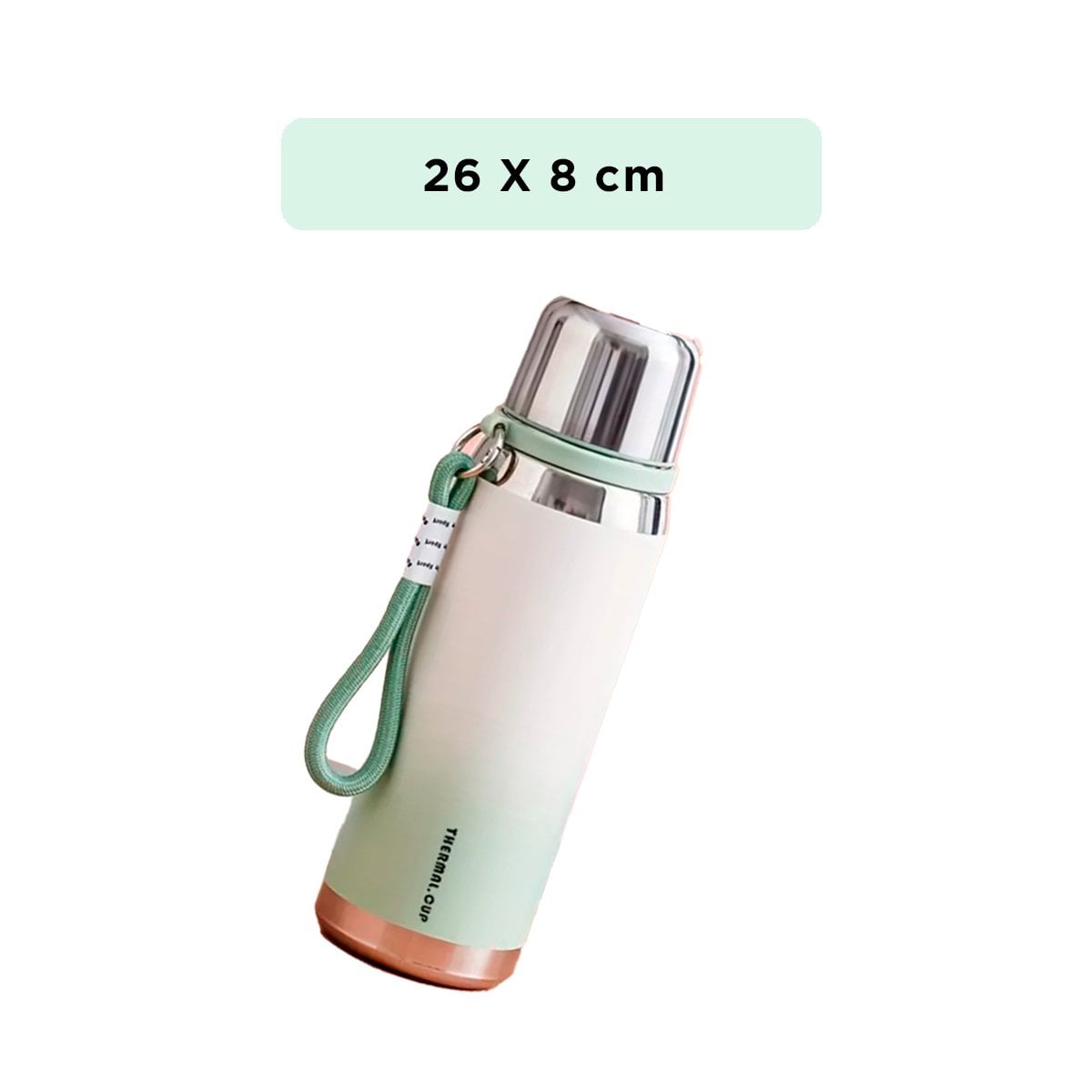 BOTELLA TÉRMICA DEGRADADO VERDE AGUA 800ML PARA CAFÉ TÉ Y USO DIARIO EN OFICINA - 4