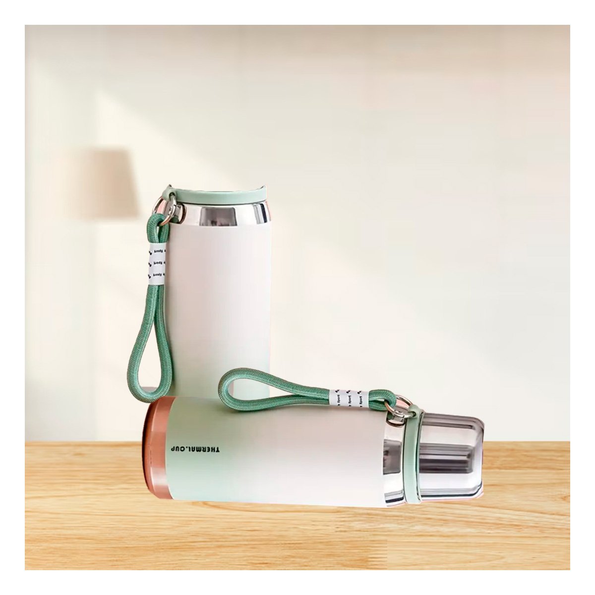 BOTELLA TÉRMICA DEGRADADO VERDE AGUA 800ML PARA TRANSPORTE FÁCIL DE BEBIDAS DIARIAS Y+POST IT - 3