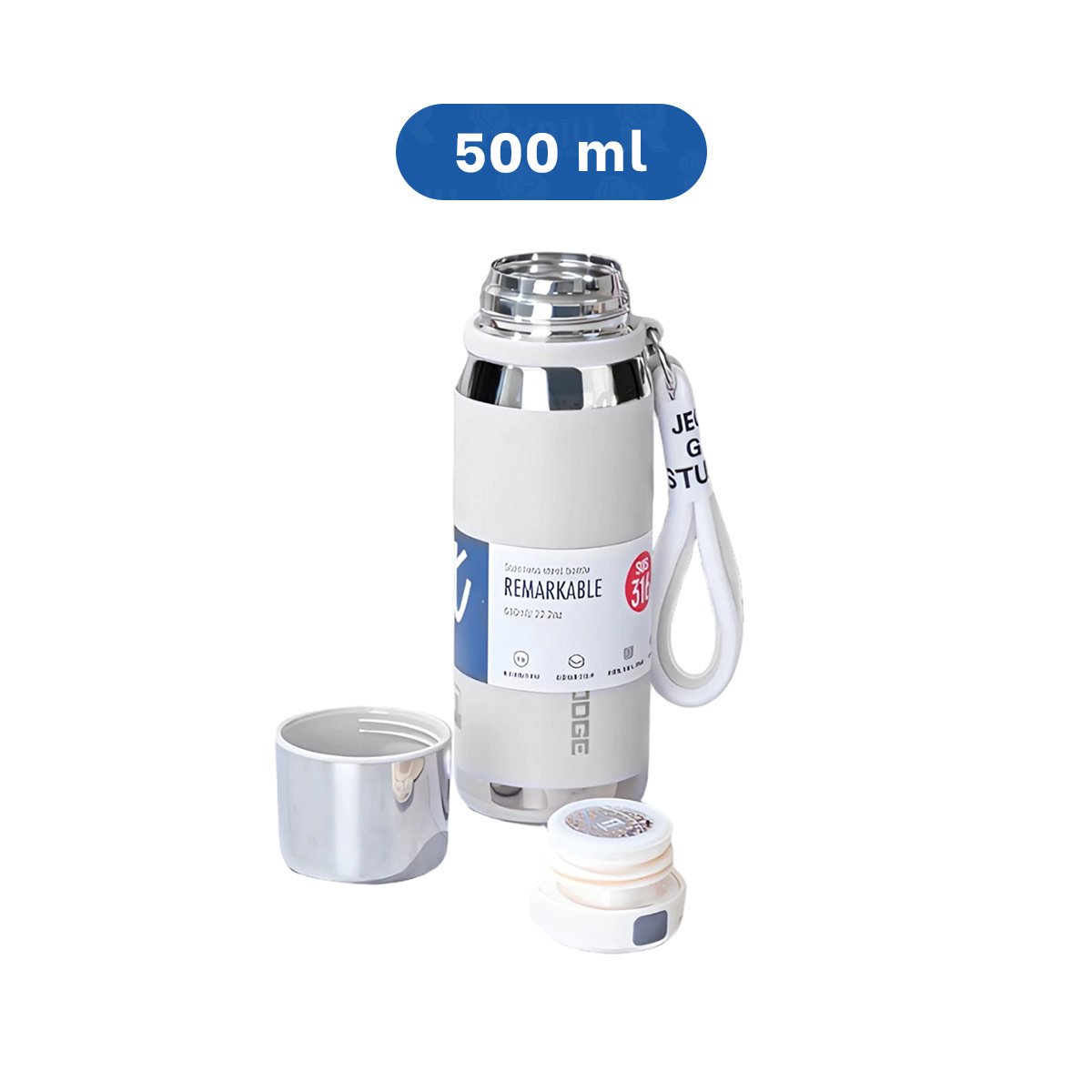 BOTELLA TÉRMICA BLANCO 500ML PARA BEBIDAS CALIENTES Y FRÍAS EN HOGAR Y+REGALO STICKER - 4