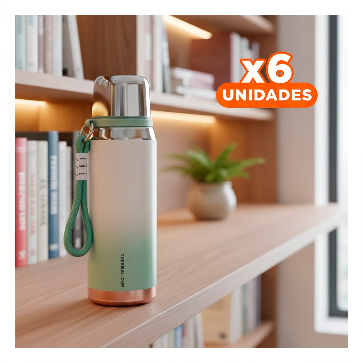 PACK6 CONTENEDOR DEGRADADO VERDE AGUA 800ML USO DIARIO OFICINA HOGAR Y+REGALO STICKER - 1
