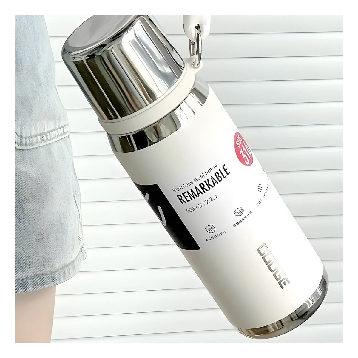 BOTELLA TÉRMICA BLANCO 500ML PARA TRANSPORTE FÁCIL DE BEBIDAS DIARIAS Y+POST IT - 3