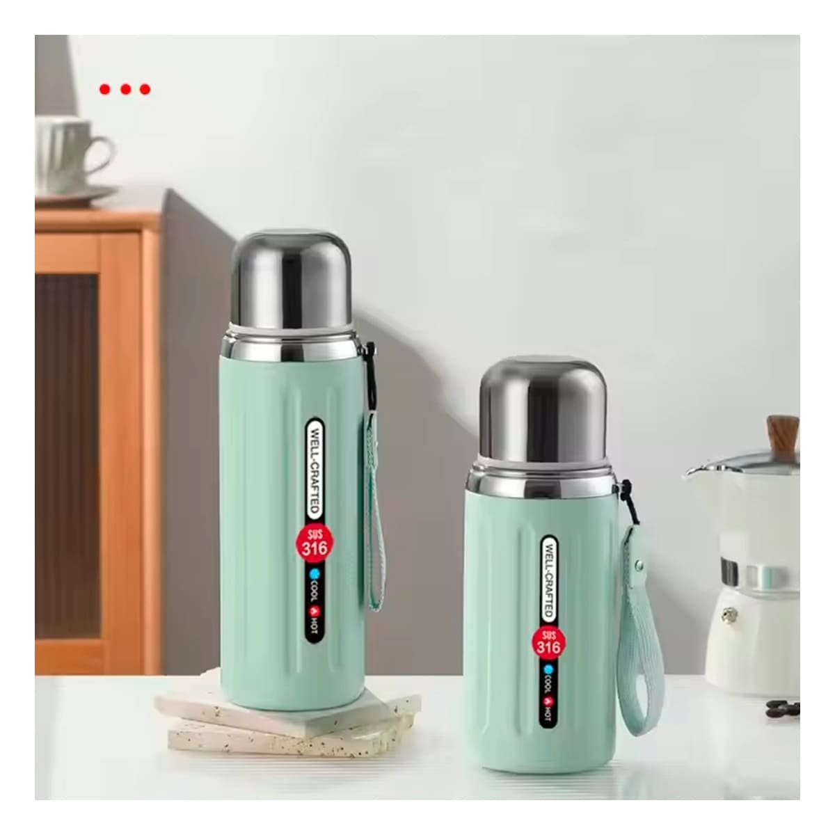 PACK2 CONTENEDOR 800ML VERDE AGUA LIGERO Y COMODO PARA LLEVAR BEBIDAS DIARIAS - 2