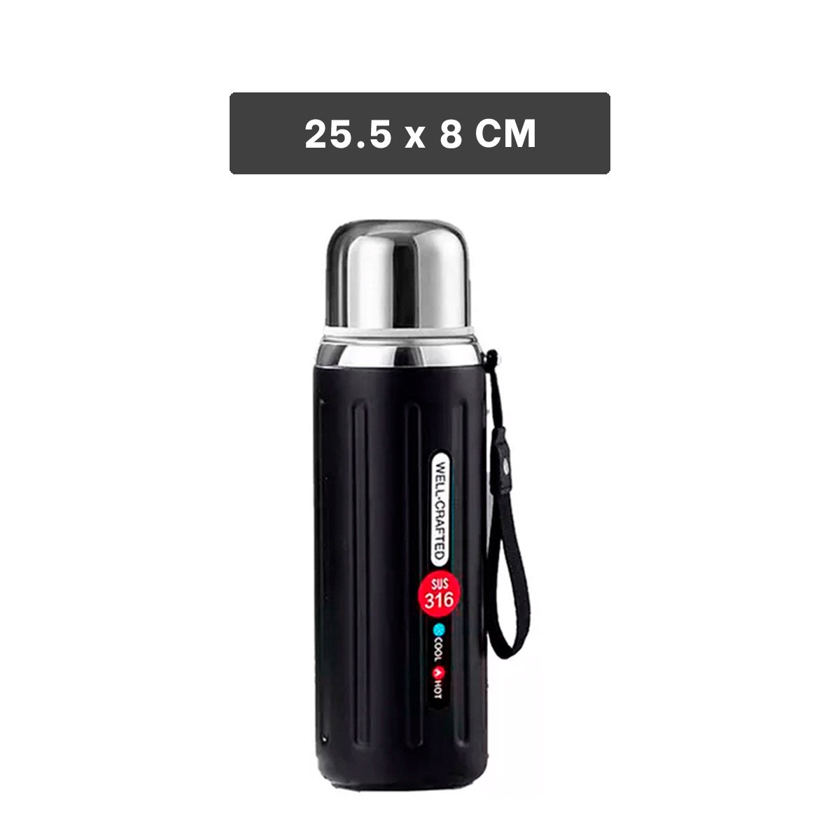 PACK4 RECIPIENTE 800ML NEGRO DOBLE CAPA PARA MANTENER TEMPERATURA POR HORAS - 4