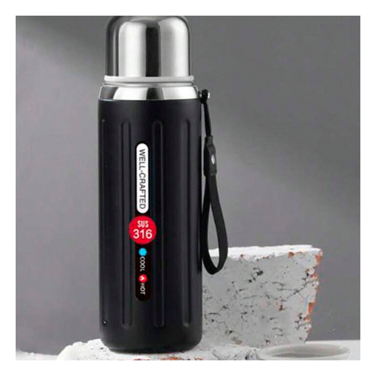 PACK4 RECIPIENTE 800ML NEGRO DOBLE CAPA PARA MANTENER TEMPERATURA POR HORAS - 5