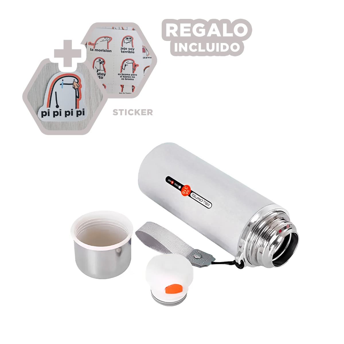 VASO 800ML BLANCO RESISTENTE Y DURADERO PARA LLEVAR BEBIDAS A TODOS LADOS Y+REGALO STICKER - 1