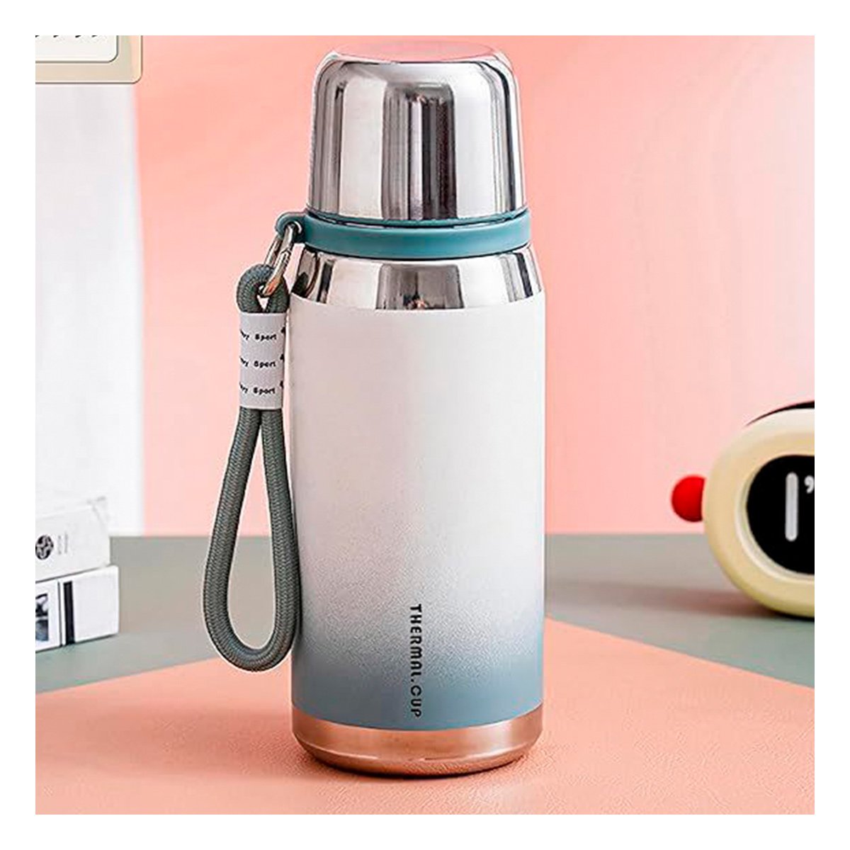 VASO 800ML AZUL CON TAPA SEGURA Y DISEÑO MODERNO PARA OFICINA Y HOGAR Y+PAPEL REGALO - 5
