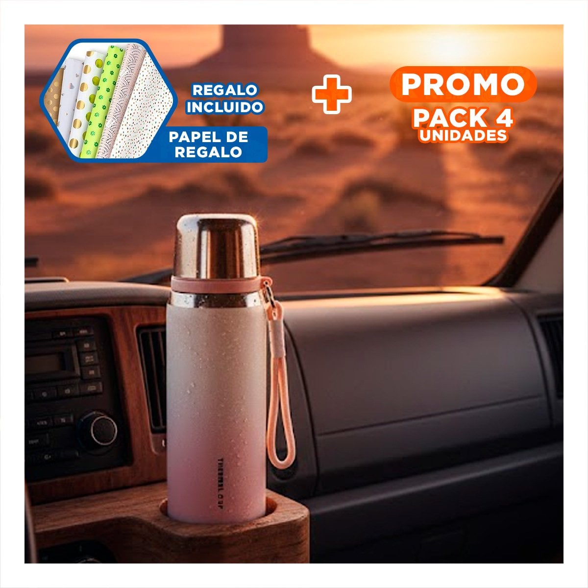 PACK4 RECIPIENTE 800ML ROSADO CON DISEÑO MODERNO Y TAPA HERMETICA PARA OFICINA Y+PAPEL REGALO - 1