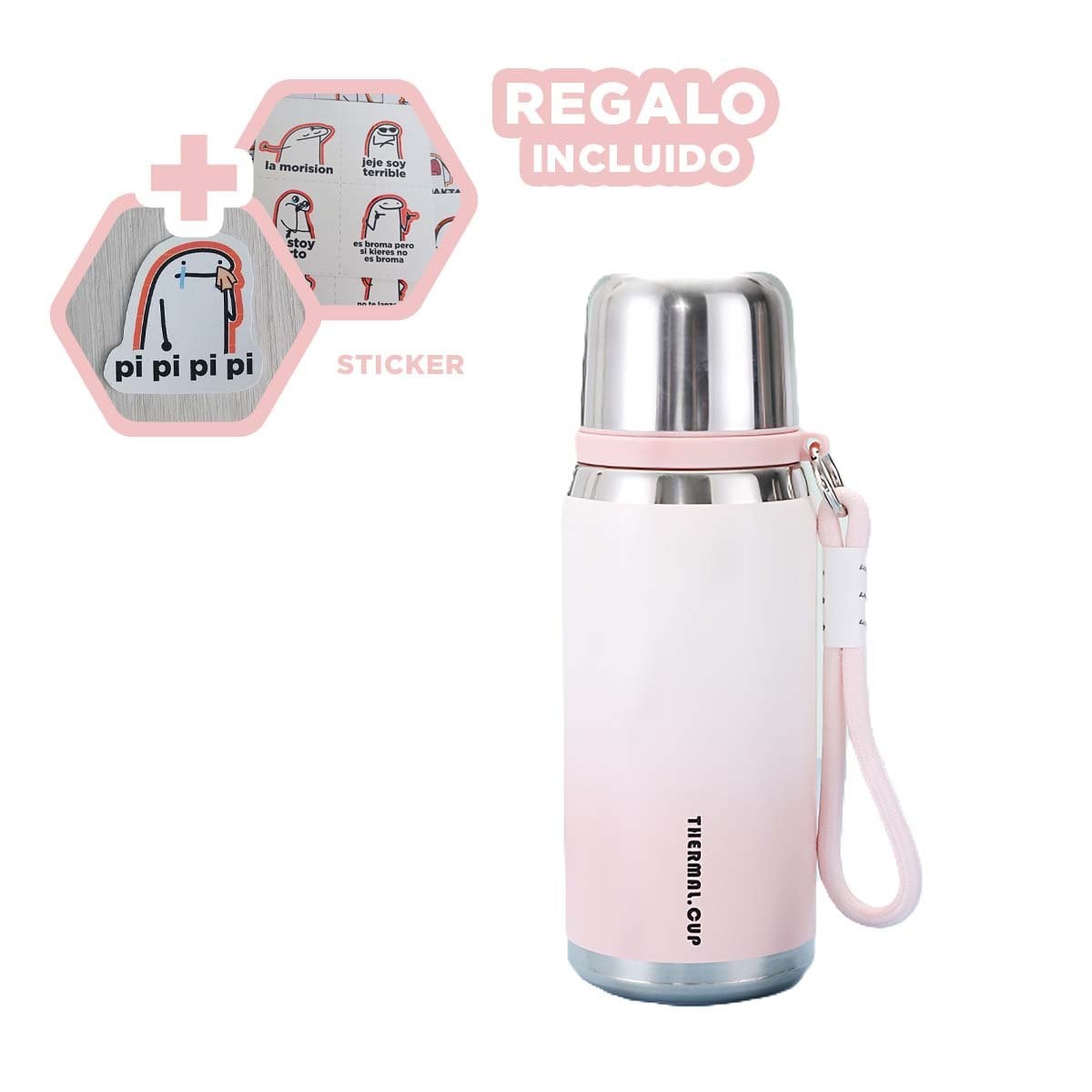 VASO 800ML ROSADO RESISTENTE Y DURADERO PARA LLEVAR BEBIDAS A TODOS LADOS Y+REGALO STICKER - 1