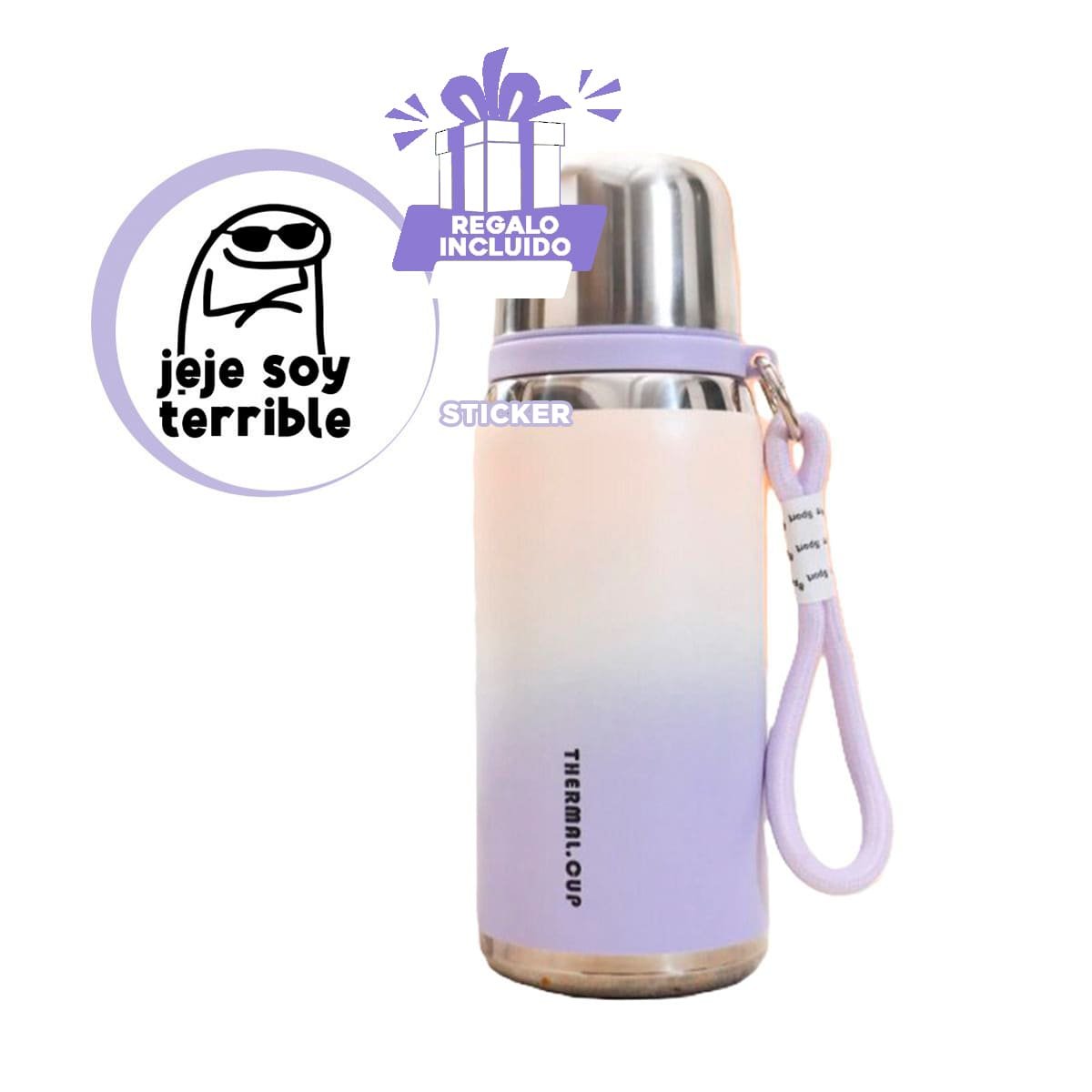 VASO 800ML LILA RESISTENTE Y DURADERO PARA LLEVAR BEBIDAS A TODOS LADOS Y+REGALO STICKER - 1