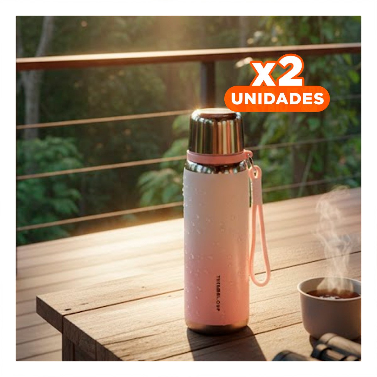 PACK2 RECIPIENTE 800ML ROSADO LIGERO Y COMODO PARA TRANSPORTAR BEBIDAS DIARIAS Y+REGALO STICKER - 1