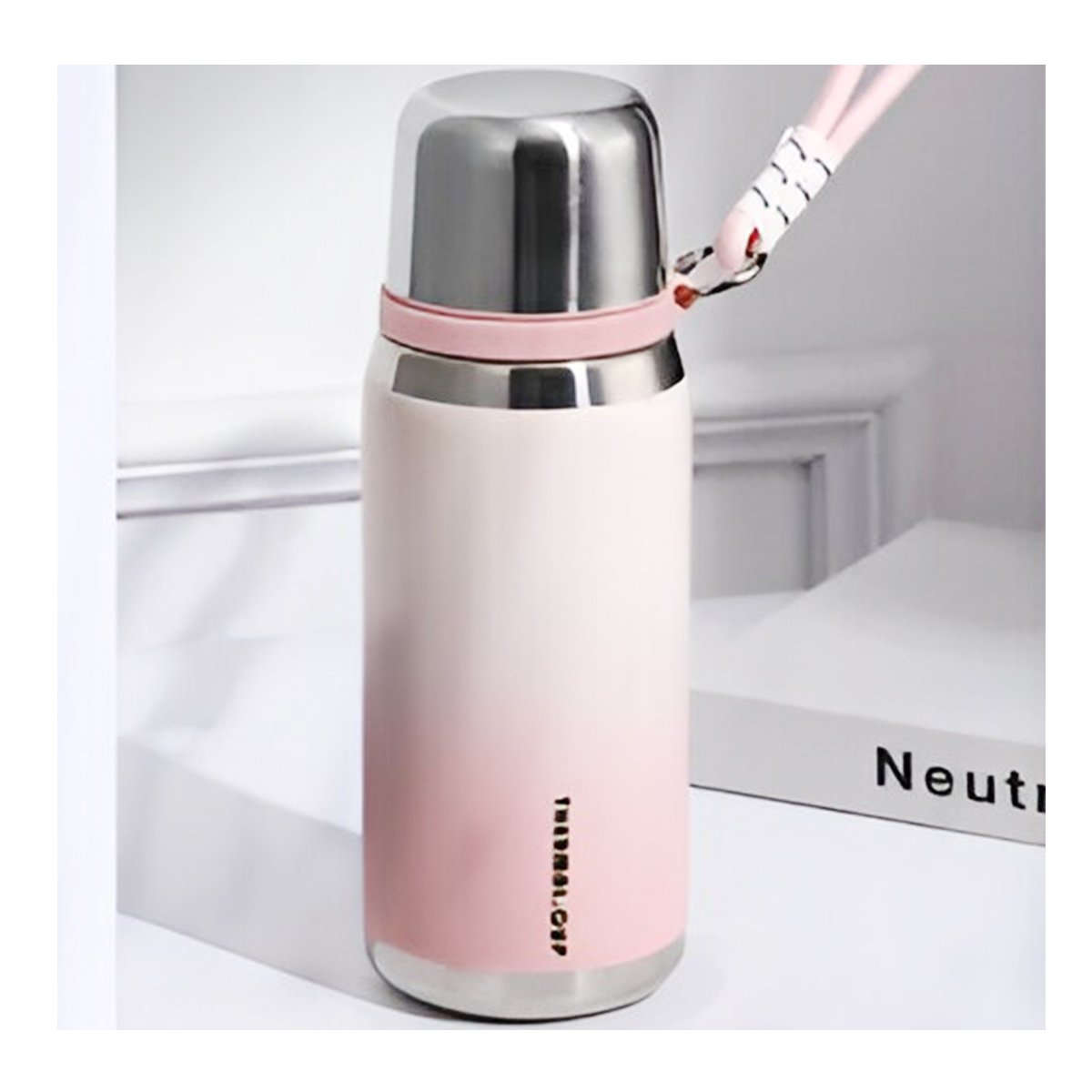 PACK2 RECIPIENTE 800ML ROSADO LIGERO Y COMODO PARA TRANSPORTAR BEBIDAS DIARIAS Y+REGALO STICKER - 5