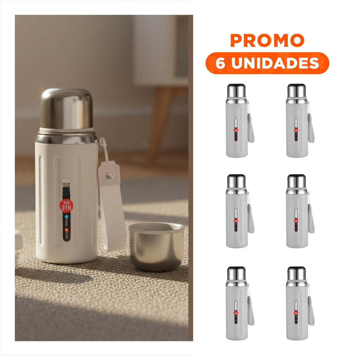 PACK6 COPA 800ML BLANCO CON TAPA HERMETICA Y DISEÑO MODERNO PARA OFICINA O CASA - 1