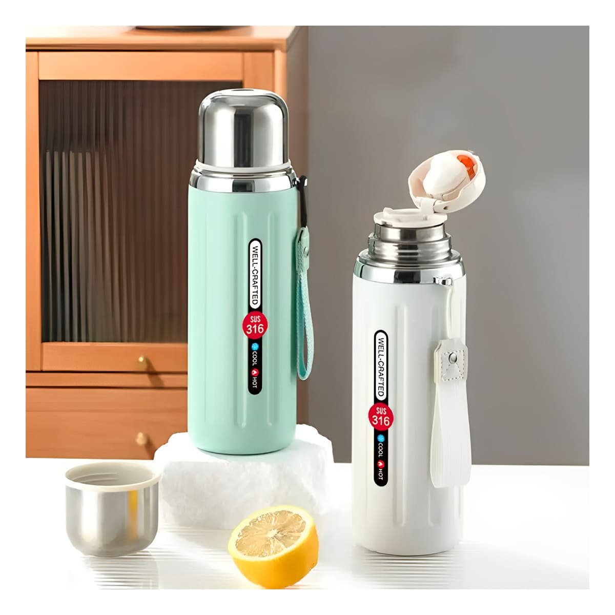 VASO 800ML VERDE AGUA RESISTENTE Y DURADERO PARA LLEVAR BEBIDAS A TODOS LADOS Y+REGALO STICKER - 5