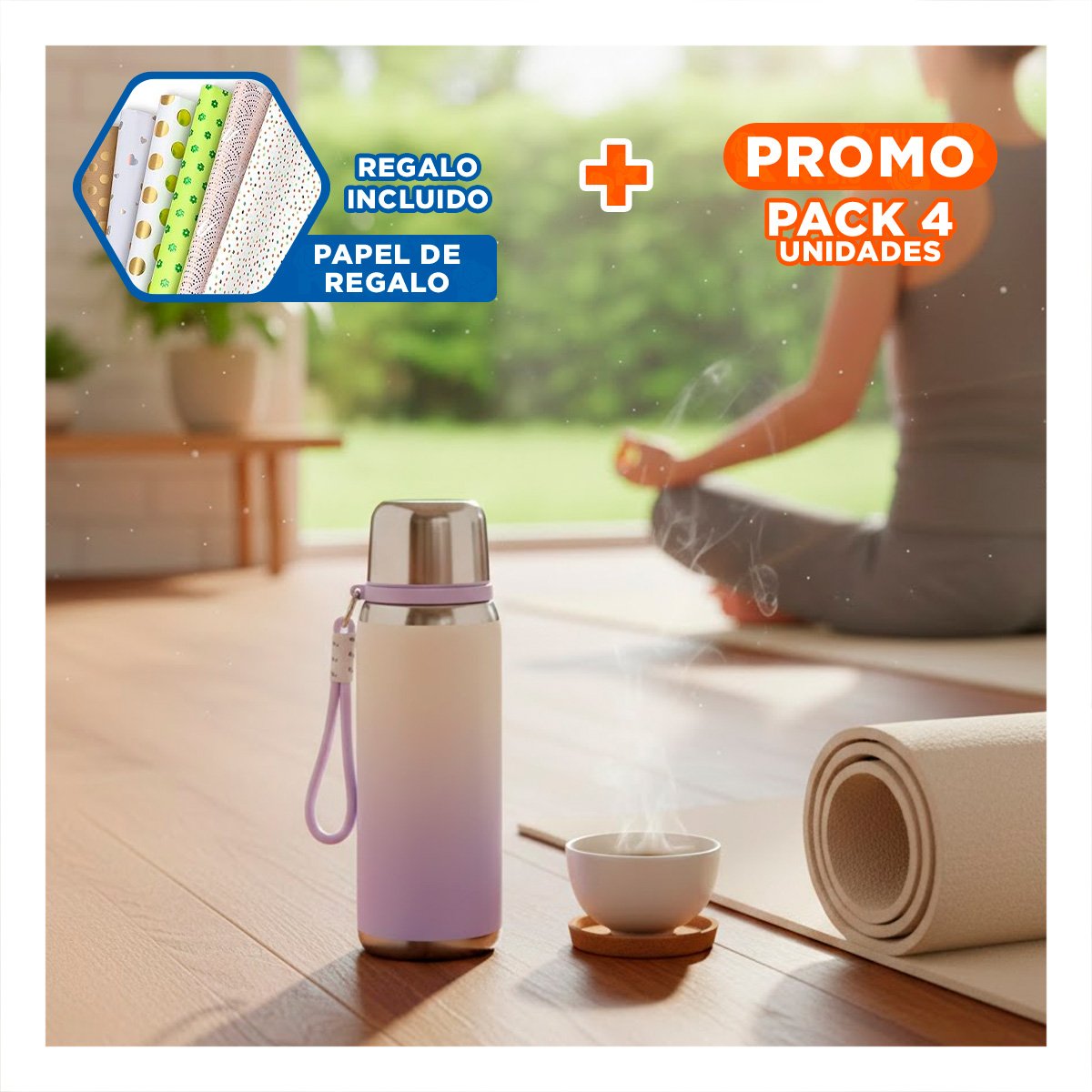PACK4 RECIPIENTE 800ML LILA CON DISEÑO MODERNO Y TAPA HERMETICA PARA OFICINA Y+PAPEL REGALO - 1