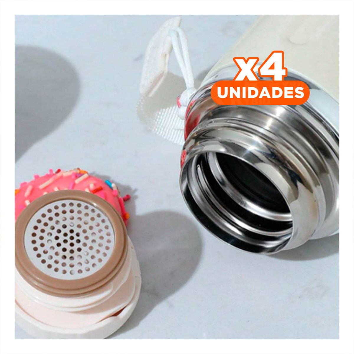 PACK4 RECIPIENTE 800ML BLANCO DOBLE CAPA PARA MANTENER TEMPERATURA POR HORAS - 1