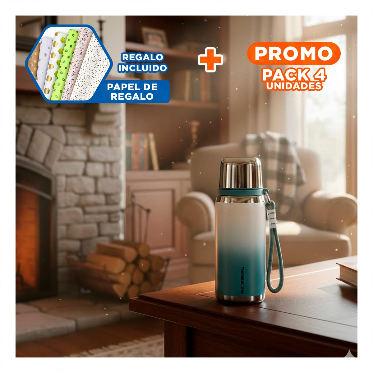 PACK4 RECIPIENTE 800ML AZUL CON DISEÑO MODERNO Y TAPA HERMETICA PARA OFICINA Y+PAPEL REGALO - 1