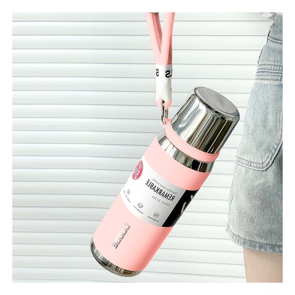 BOTELLA TÉRMICA COLOR ROSADO 500ML PARA CAFÉ TÉ Y USO DIARIO EN OFICINA - 2