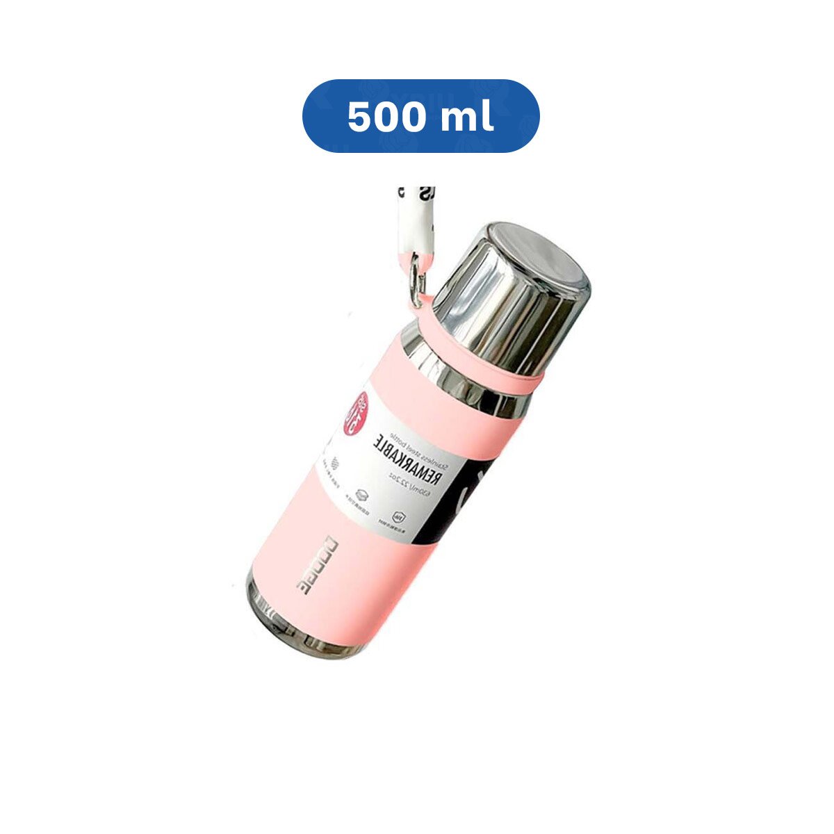 BOTELLA TÉRMICA COLOR ROSADO 500ML PARA CAFÉ TÉ Y USO DIARIO EN OFICINA - 4