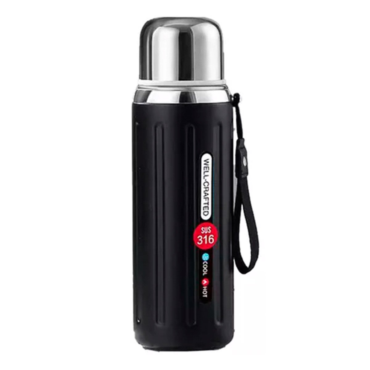VASO 800ML NEGRO CON TAPA SEGURA Y DISEÑO MODERNO PARA OFICINA Y HOGAR Y+PAPEL REGALO - 1